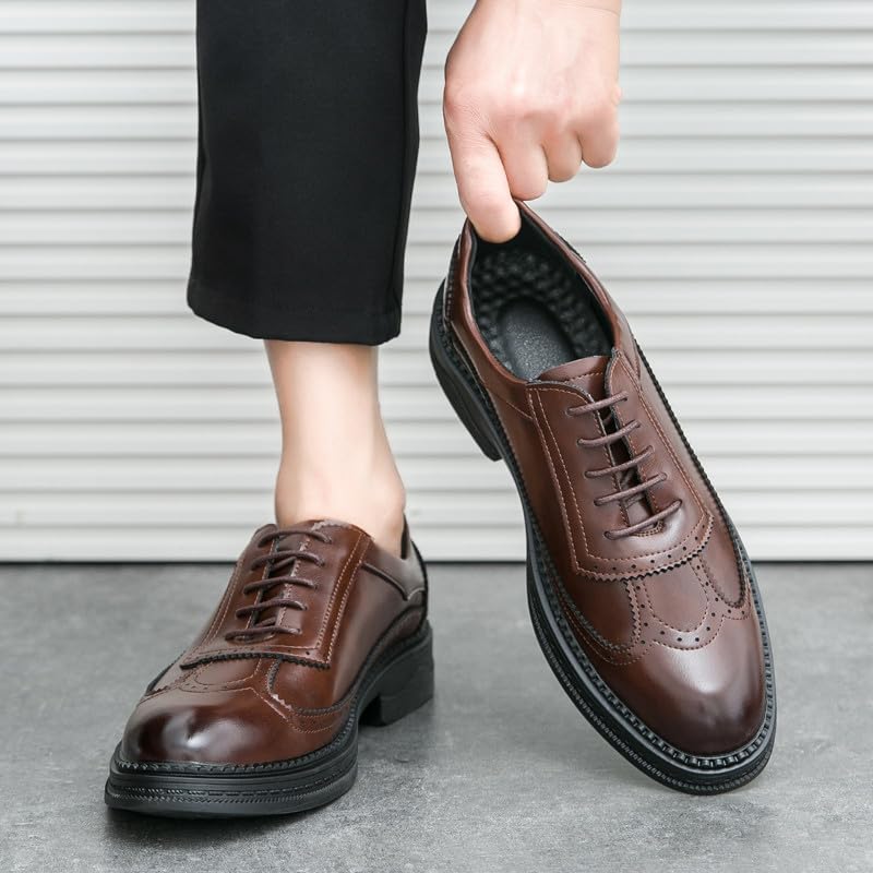 Santimon Men's Wingtip Brogue Oxford Shoes Lace Up Leather Dress Shoes Formal Business Oxford Derby Shoes2