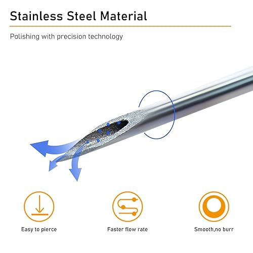 Miniatura 3 de Paquete de 100 agujas de laboratorio de calibre 25 de 12 pulgada, suministros desechables Luer Lock