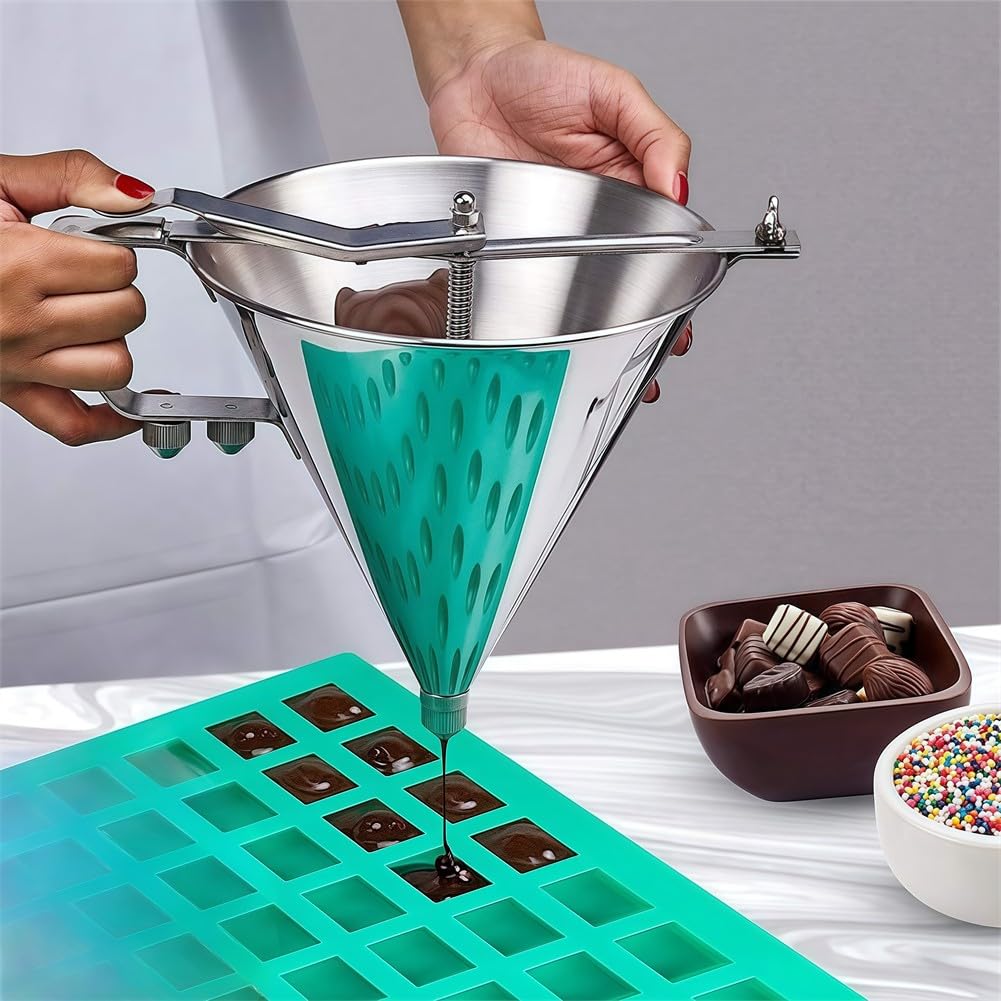FACAIIO 1800 ml für Edelstahl Teigspender Pfannkuchen Cupcakes Federgriff 3 austauschbare Düsen