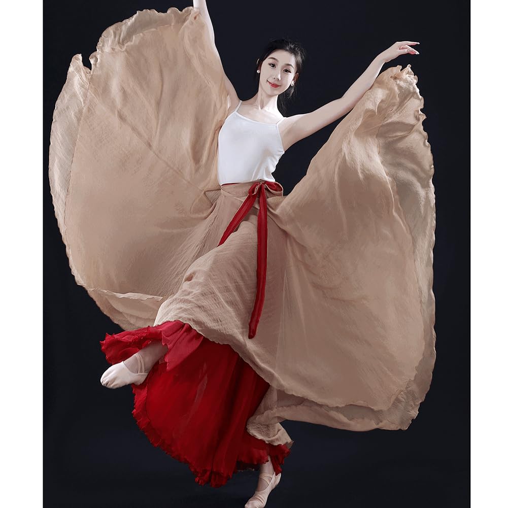 DAIHAN Mujer Falda Larga Color Degradado Danza del Vientre Clásico Moderno y étnico Flamenco Falda Fluida Festival de Gran Vuelo para Danza lírica y Baile de salón