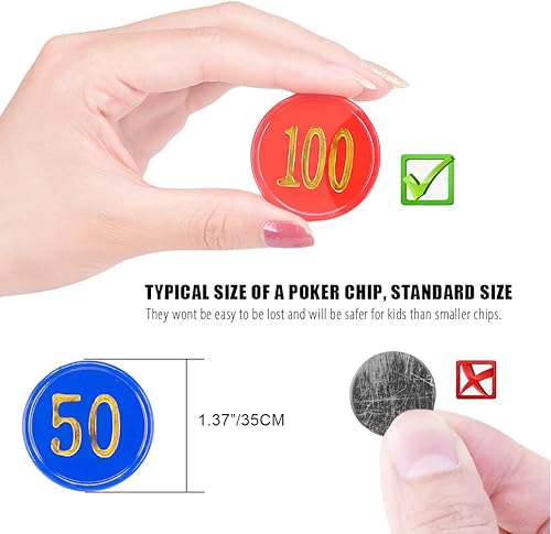 Miniatura 2 de 160 fichas de póquer de tamaño típico de plástico con impresión de números dorados para noches de juegos en casa de Texas, juegos, aprendizaje de