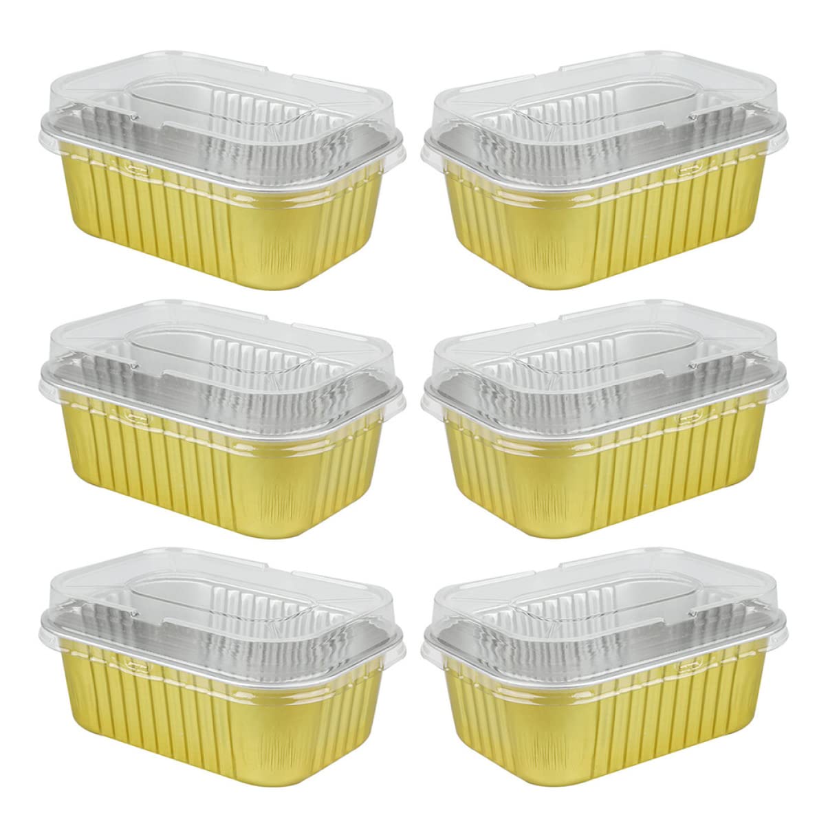 OFFSCH 6Pcs Disposable Aluminum Foil Cake Wrapping Boxes Takeout Food Containers with Base for Restaurants and Outdoor Use