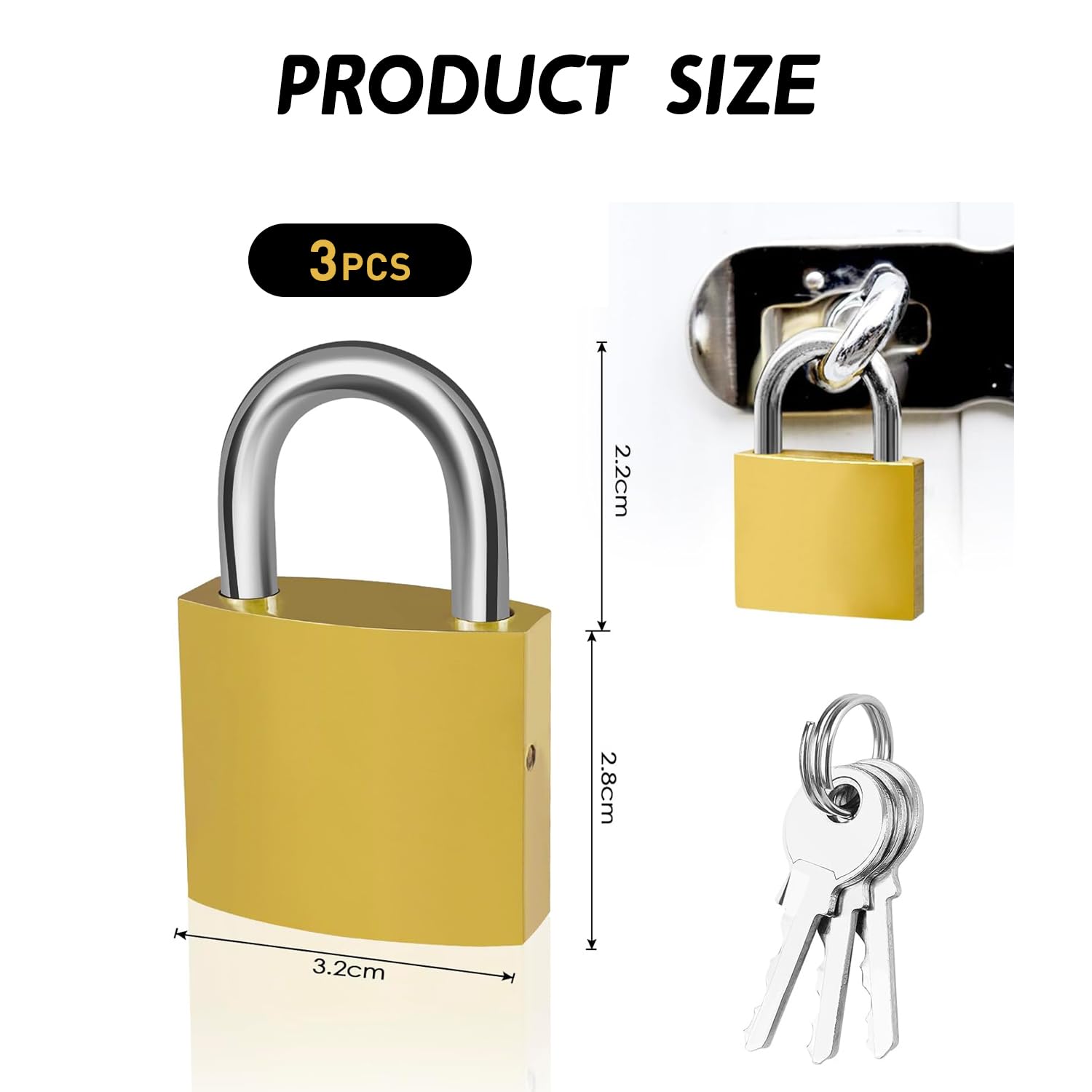 Lot De 3 Cadenas Avec 3 Clés,32 Mm Petit Cadenas,Cadenas à Bagage,Cadenas De Sécurité Compatible Pour,Sac De Voyage,sac à Do,vélo,boîte à Outils, Garage,Portes Et Fenêtre,Casiers De Gym