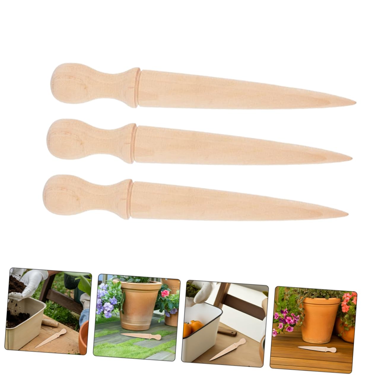 SUPVOX 6 Pièces Outil De Plantation à Manche Bois Piquet De Jardinage Outil De Semis Bêche à Planter Bêche De Jardin De Poinçon Pour Jardin
