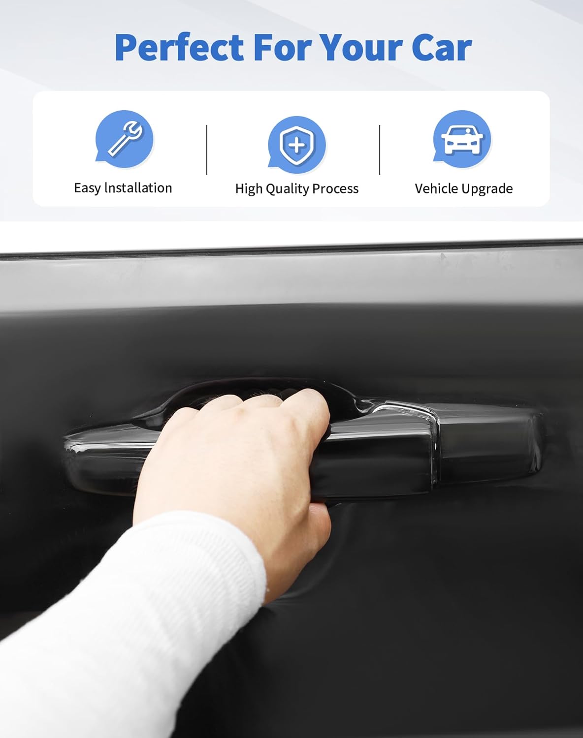 for Jeep Grand Cherokee Black Exterior Door Handle Cover Kit with Smart Key Holes for 2011-2021 Jeep Grand Cherokee/Dodge Durango 2011-2020 Accessories