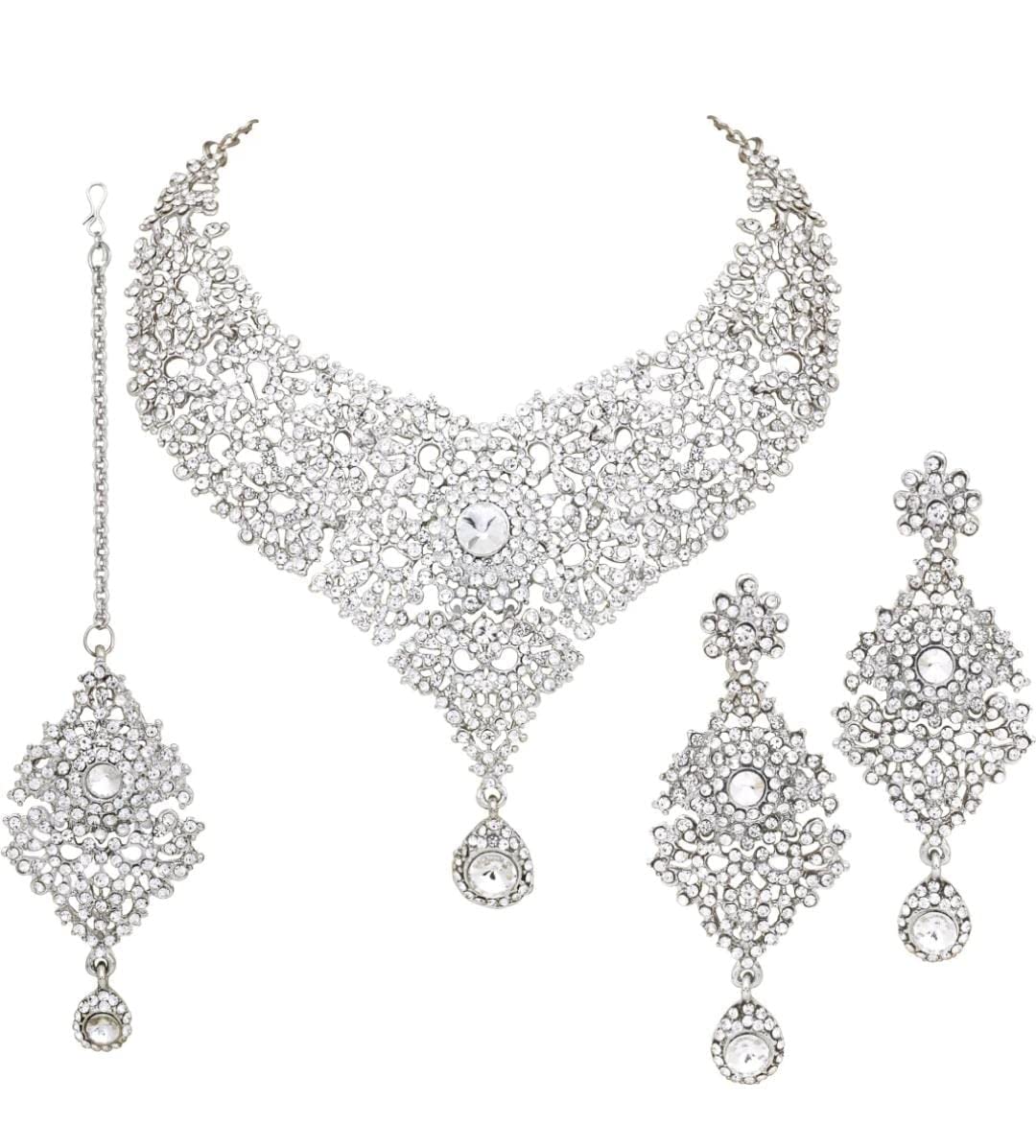 See full amazon price history chart for Atasi International Silver Plated Jewellery Set with Earrings and Maang Tikka- Jewellery Collection for Weddings, Parties, and Festivals- White (R1605) Atasi International Silver Plated Jewellery Set with Earrings and Maang Tikka- Jewellery Collection for Weddings, Parties, and Festivals- White (R1605) (B075VT5MMV) Amazon Price History, Amazon Price Tracker