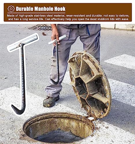 Gancho extractor de tapas de alcantarilla en acero forjado reforzado 3