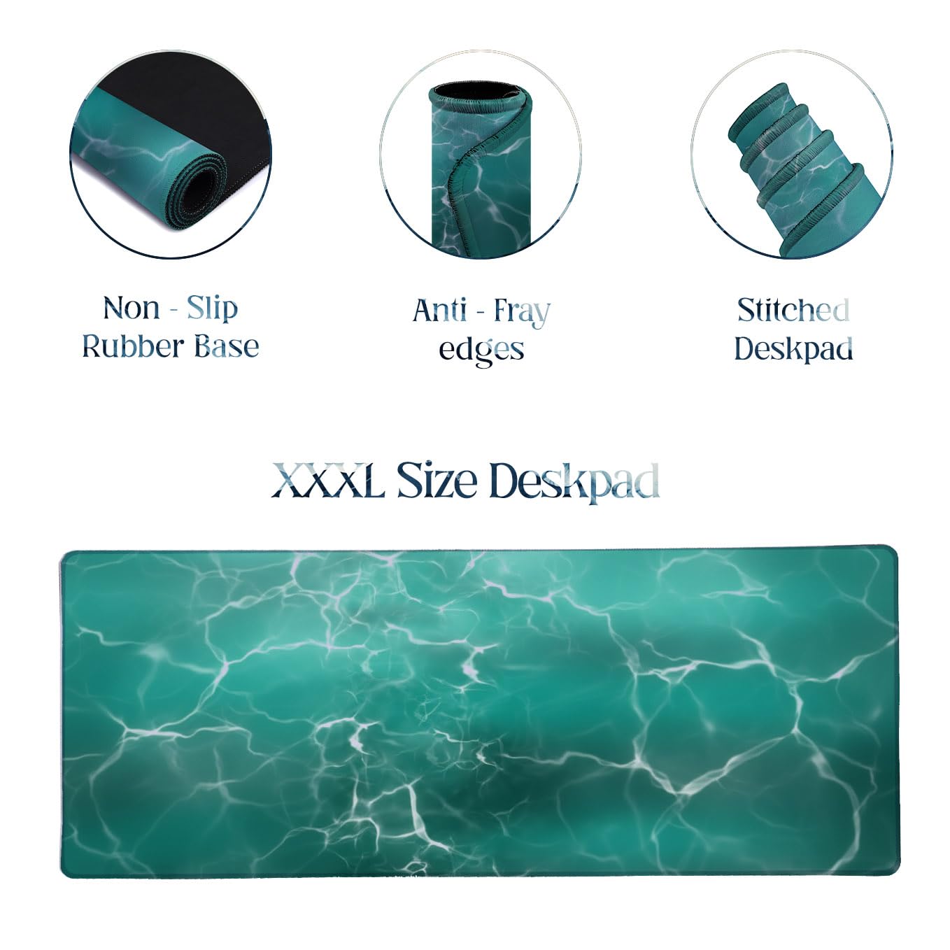 SoulAbiti Aqua Stillness Extended Desk Pad (36x14 Inch) - Wanderlust Calm Series XXL Mouse Pad - Non-Slip Rubber Base & Stitched Edges 2