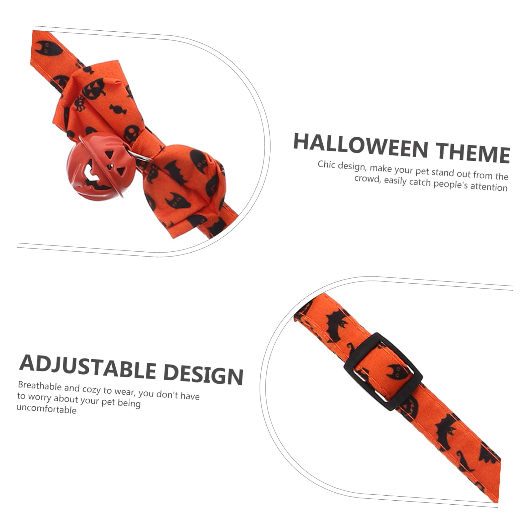 Happyyami 5pezzi Collare Decorativo Per Cani e Gatti Stile Halloween e Rimovibile Accessorio Festivo Per Animali Domestici Con Design Fantasma e Zucca Per Feste e Foto