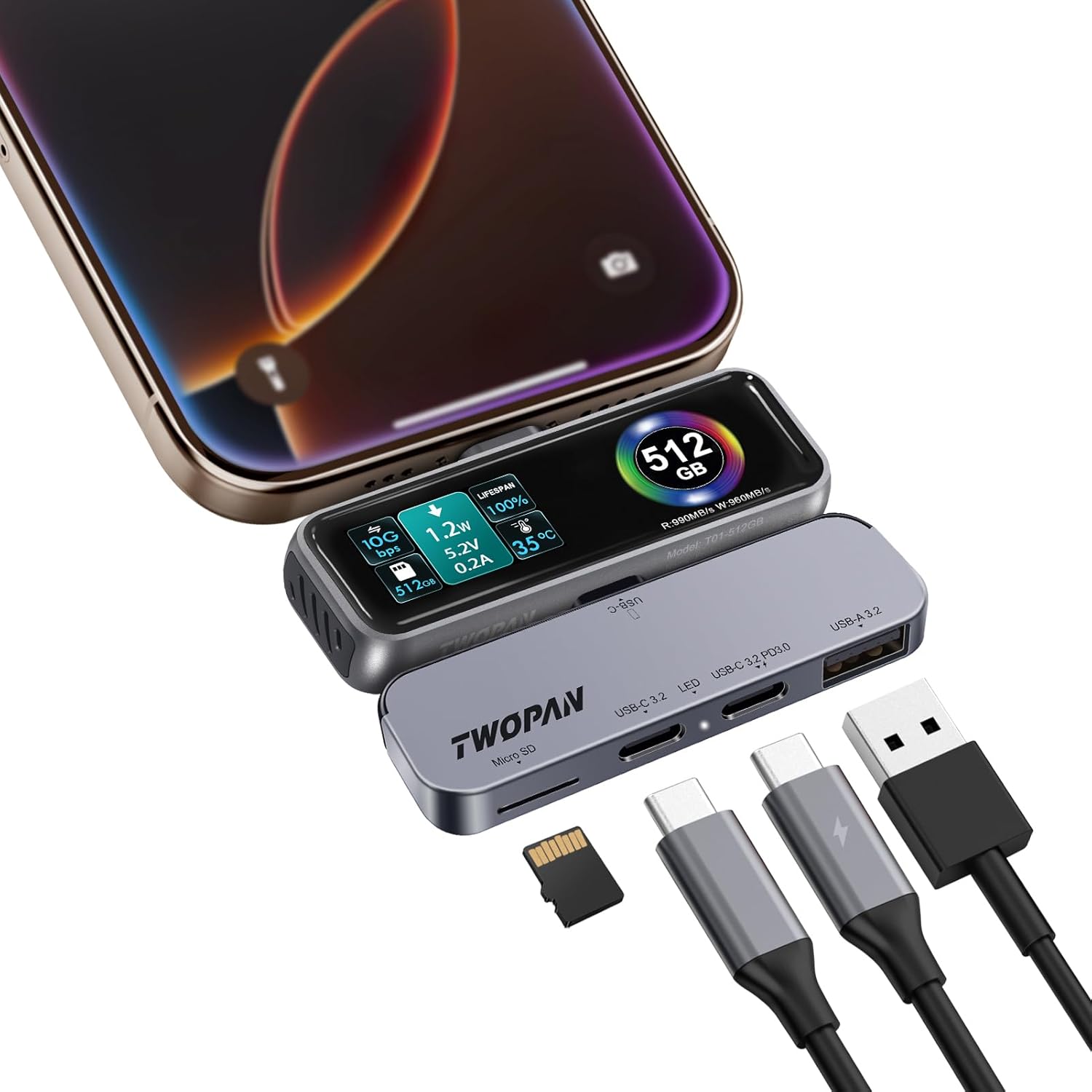 USB C iPhone Hub with Portable MagSafe 1TB iPhone SSD External Super Storage