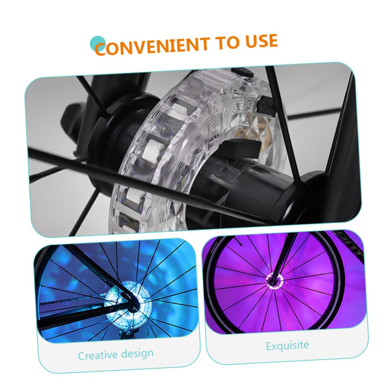 HEMOTON 3 Pièces Curseur Flash Intelligent décoration Lumineuse de vélo Feux de vélo éclairage de vélo décoratif lumières LED vélo Feux de Roue de vélo d'équitation Plastique Blanche