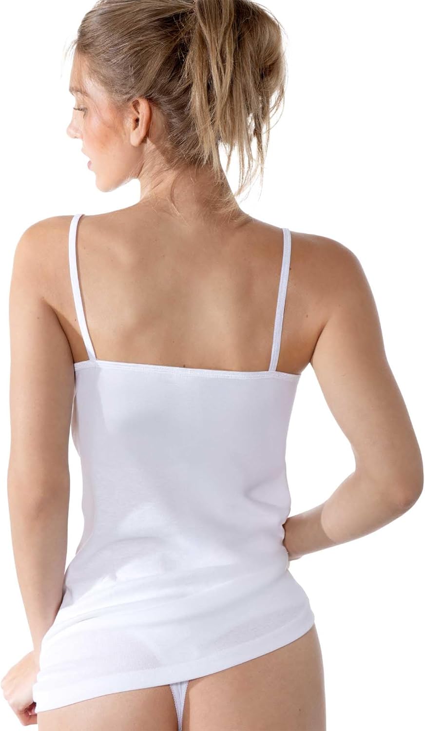 Yenita 4 stuks hemden voor dames, spaghettibandjes van 100% katoen, Öko