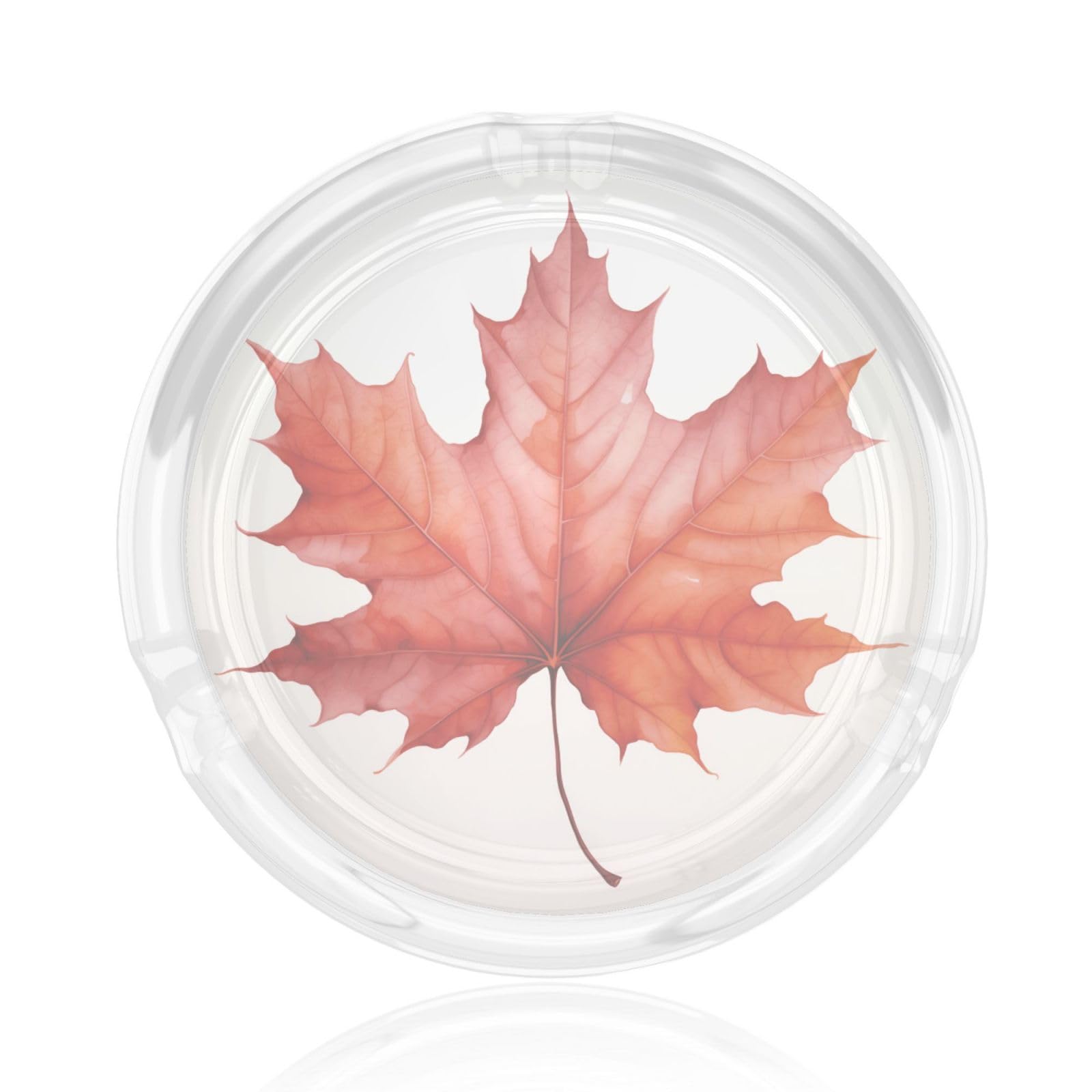 Watercolor Realistic Maple Leaf Glass Ashtray For Cigarettes Ash Trays Case For Home Office Decor