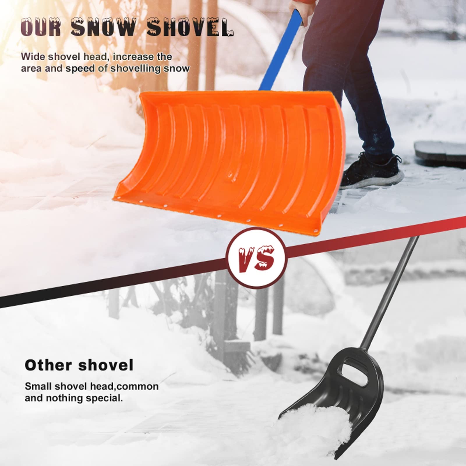 Amazon.co.jp: 雪かきスコップ、大きい 強化プラスチック 雪かき