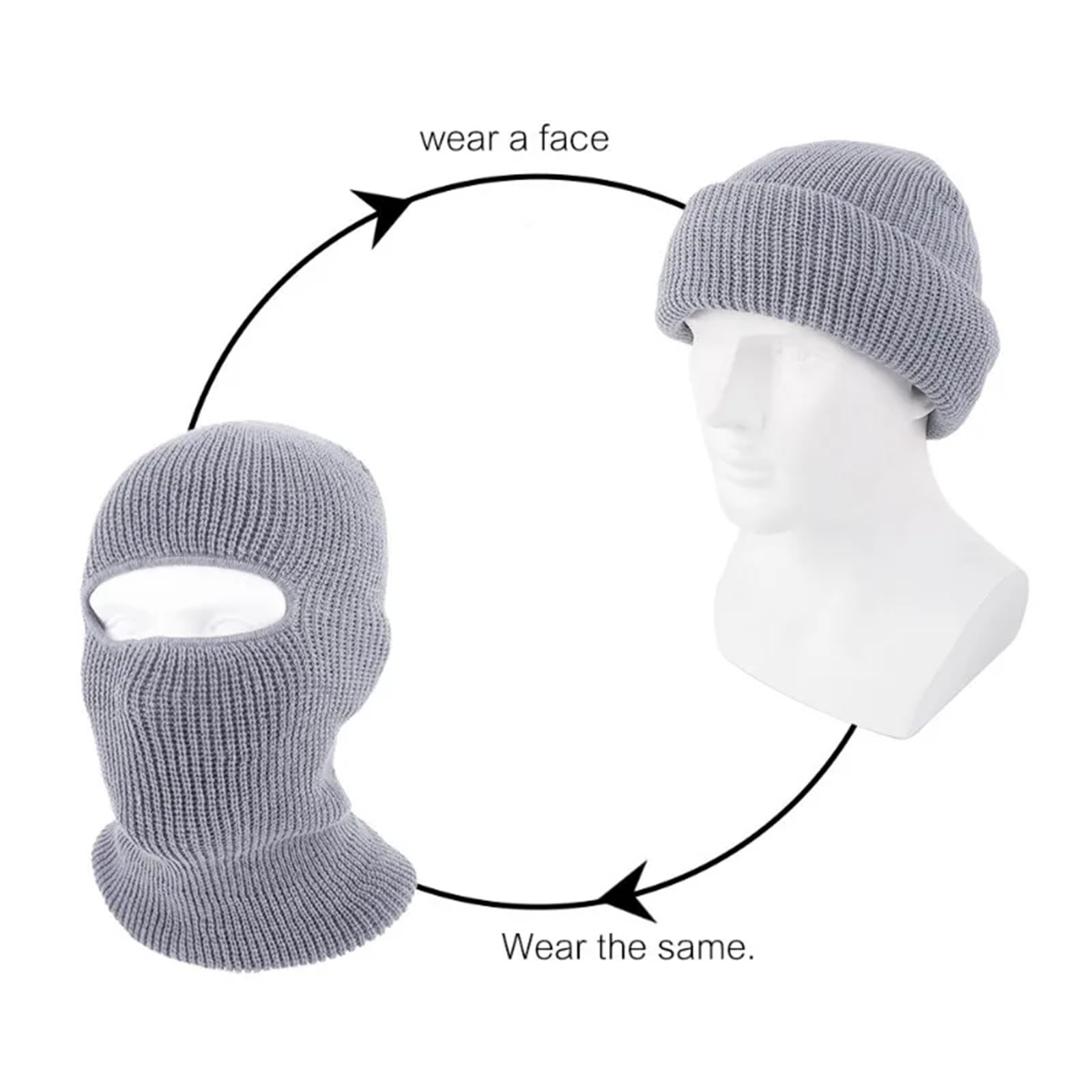 Pasamontañas Gorros de Punto for Cara Completa, pasamontañas de Invierno for Exteriores, Gorro Deportivo for Ciclismo y esquí, máscaras de Felpa cálidas a Prueba de frío, 2 uds.