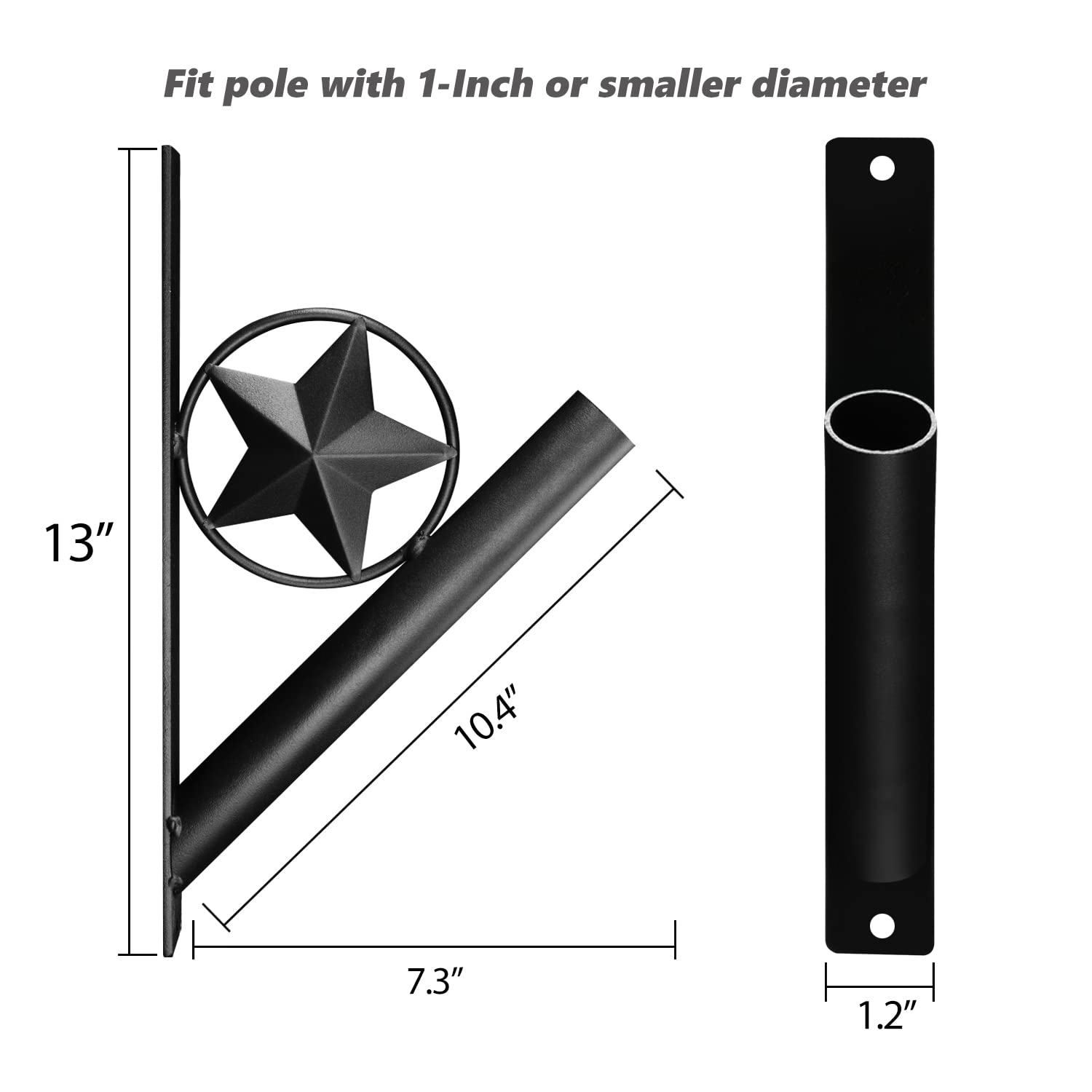 Anley Supporto per asta bandiera a 45 gradi con accessori - Realizzato in alluminio - Resistente e privo di ruggine - Diametro di 1,25 (Nero