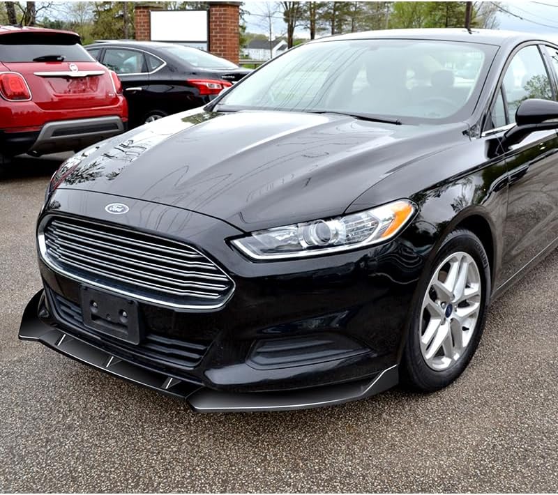 5pcs Combo Front Bumper Body Kit Lip + Side Skirt Extensions Diffuser Compatible with 2013-2016 Ford Fusion/Mondeo 2014 2015 (Painted Black)