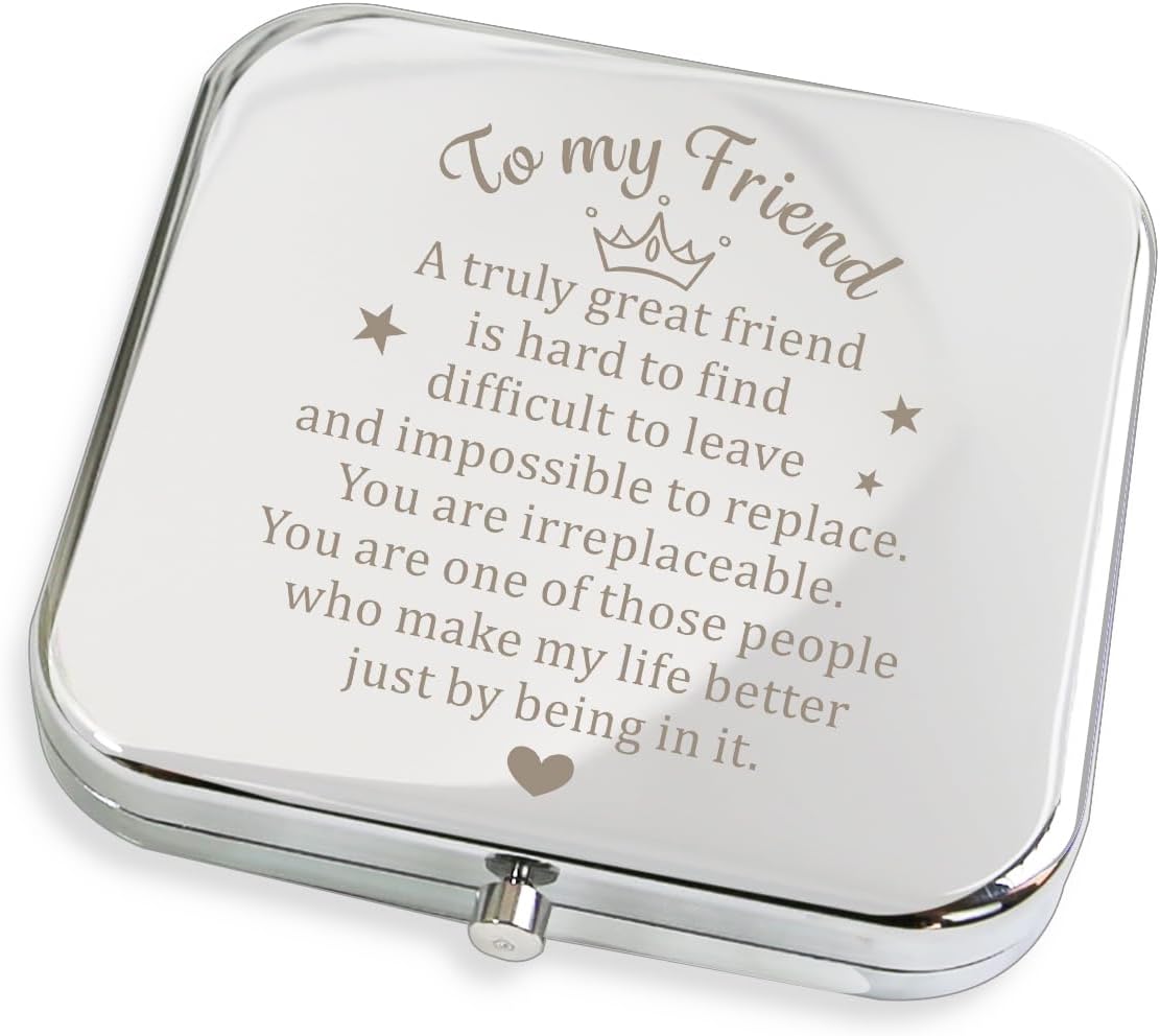 Friend Gift Compact Mirror, to My Best Friend Gorgeous Silvery Compact Mirror Unique Friendship Gift for Women Girls Sisters for Women BFF