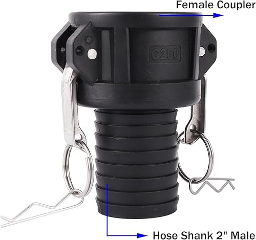 Miniatura 5 de Acoplamiento de manguera de leva y ranura de polipropileno, tipo estándar DP Camlock, tapón antipolvo de 2 pulgadas (2 unidadespaquete)