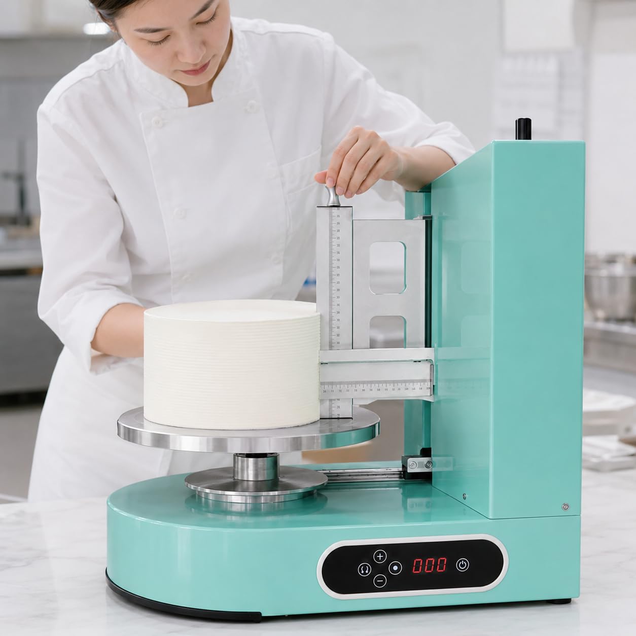 Máquina de decoración de pasteles para pasteles de 4 a 12 pulgadas, herramienta de extensión de crema de mantequilla para recubrir, alisar y raspar (verde)