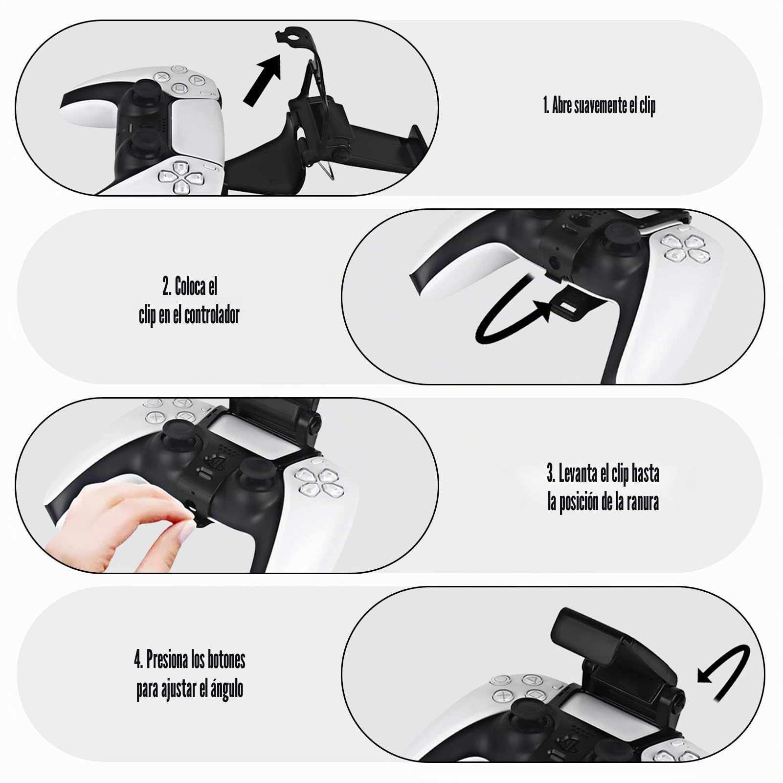 Soporte Teléfono Mando, Accesorio Clip de Juego, Controller Phone Mount Clip Móvil Ajustable 5 DualSense, con Clip Plegable, Compatible Teléfono Inteligente(Negro)
