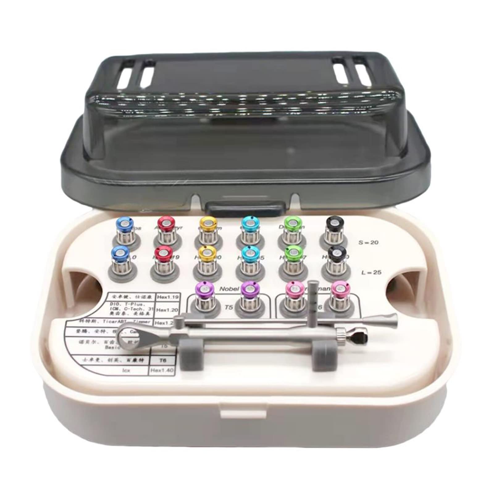 Implant Repair Tool Kit Universal Prosthetic Repair Kit Colorful Implant Repair Tool Kit with 16pcs Screwdrivers Torque Screwdriver Wrench Tools,Blue
