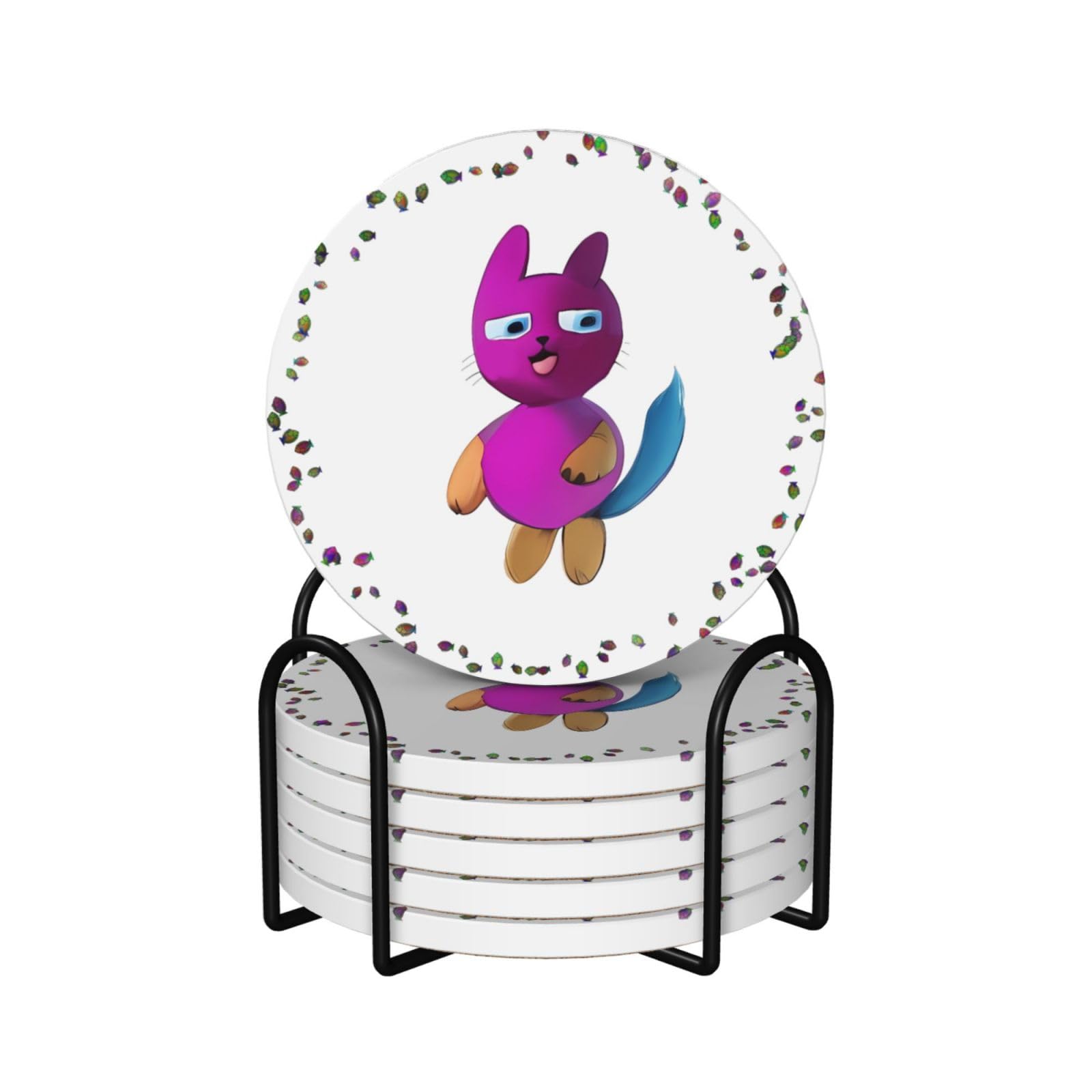 Dessous de verre céramique motifs chatons 3D idée cadeau amoureux des chats