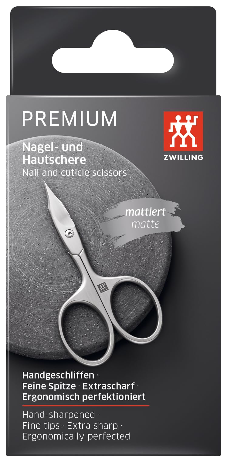 ZWILLING Ciseaux à ongles combinés (Ciseaux pour ongles et cuticules, tranchant incurvé et pointe fine pour une coupe précise), Premium, argent, 90 mm