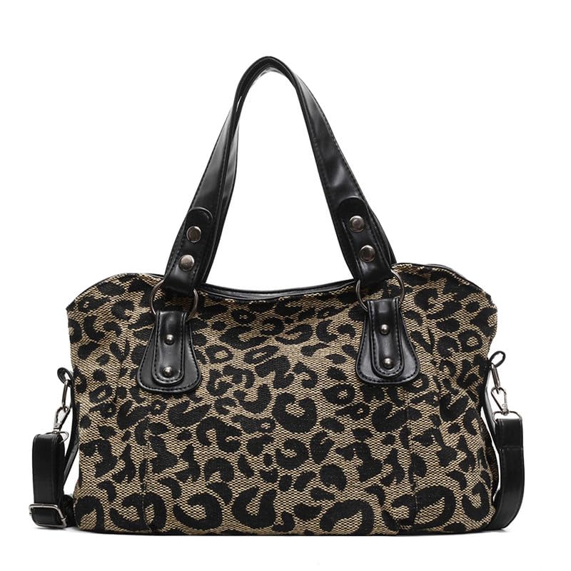 Hobo Borsa Bauletto Borsa a mano con Tracolla da Donna in Pelle Sintetica Sacchetto Borsa a spalla Borse Tote Borse Manici Lunghi Donne Borsetta Leopardo nero