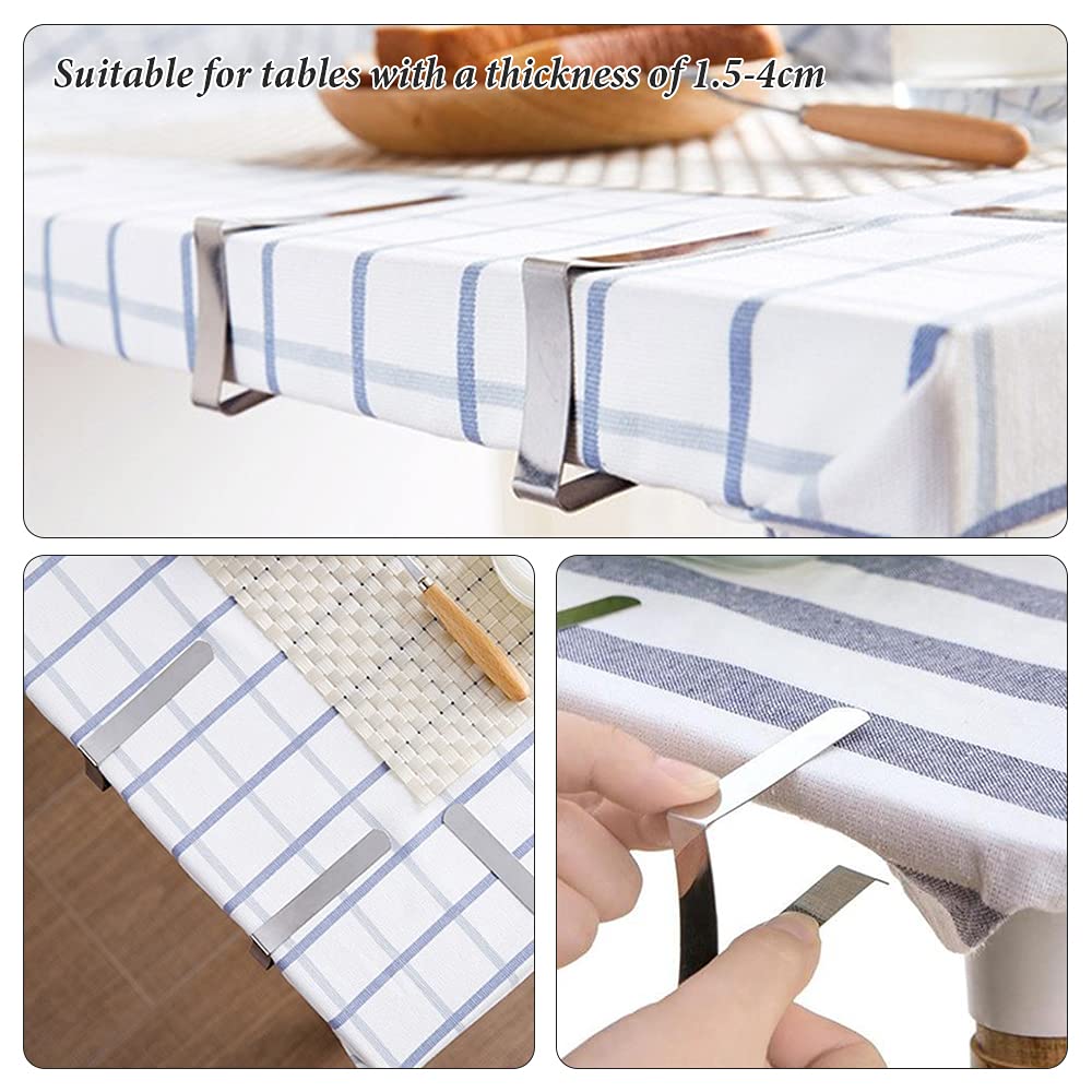 Sujeta Manteles de Mesa,24 Pack Pinzas para Mantel de Acero Inoxidable,Clips elásticas de Mantel Pinza para Cubierta Ideal para el hogar, Fiestas, Picnics, Restaurante, Bodas, Buffets, Cenas
