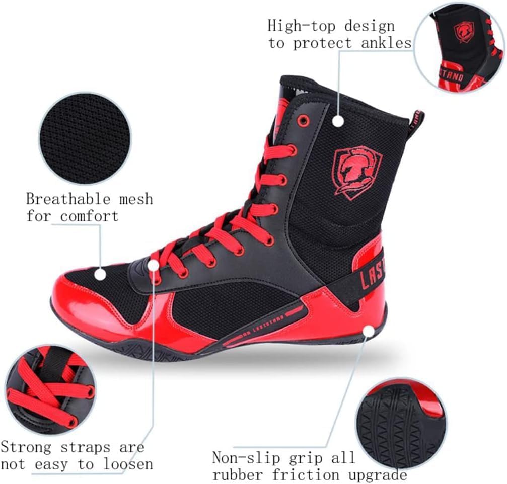 Boxing Shoes Boxing Shoes,Adult Unisex Boxing Boots,Wrestling Shoes,Muay Thai Kickboxing Sparring Martial Arts Shoes,Lace Up Breathable Mesh Squat Shoes Deadlift Shoes-Gold||39EU