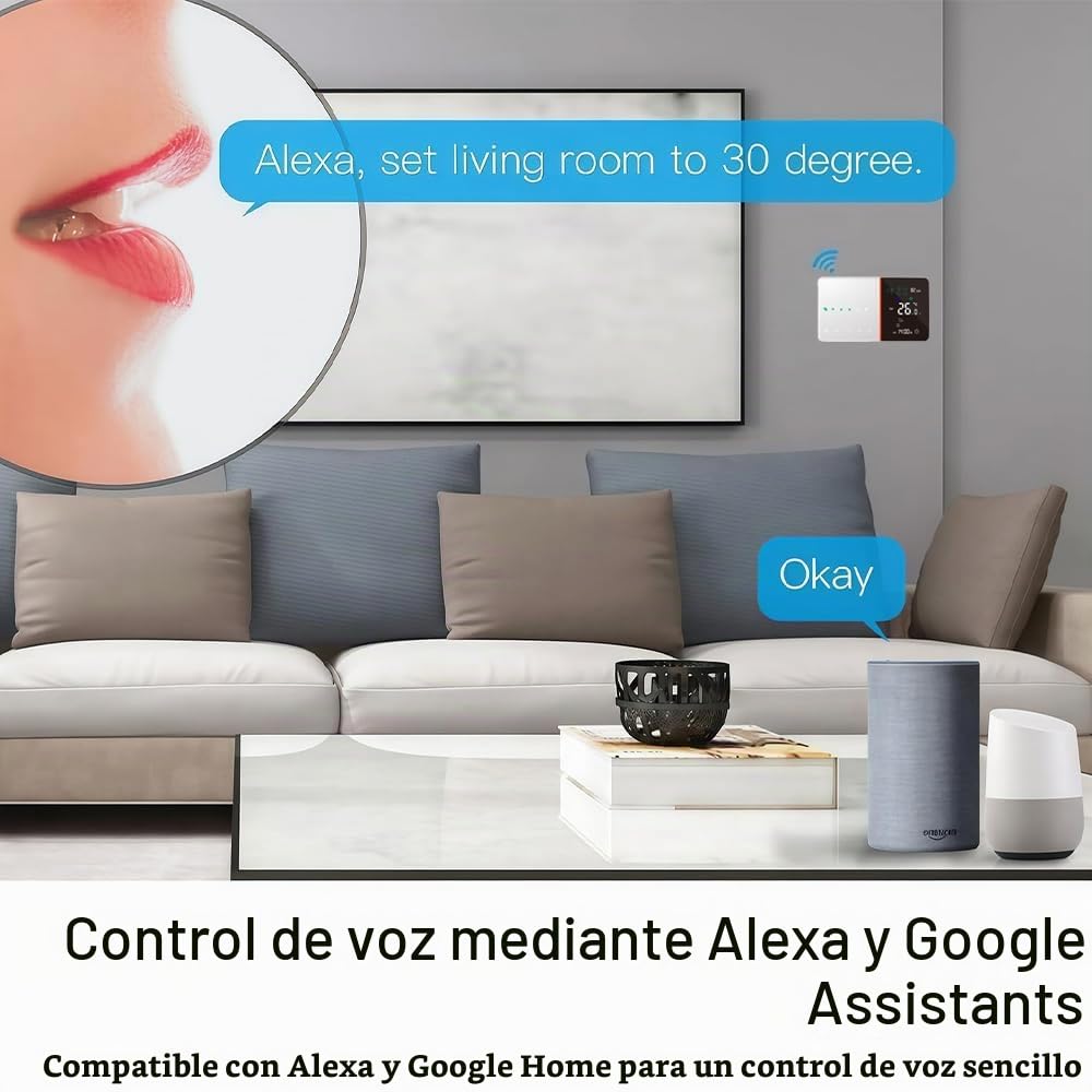 Wi-Fi Termostato - Serie 005 Termostato Programable | con Pantalla Táctil, Apto para Aire Acondicionado y Calefacción, Compatible con Alexa, Google Home e IFTTT