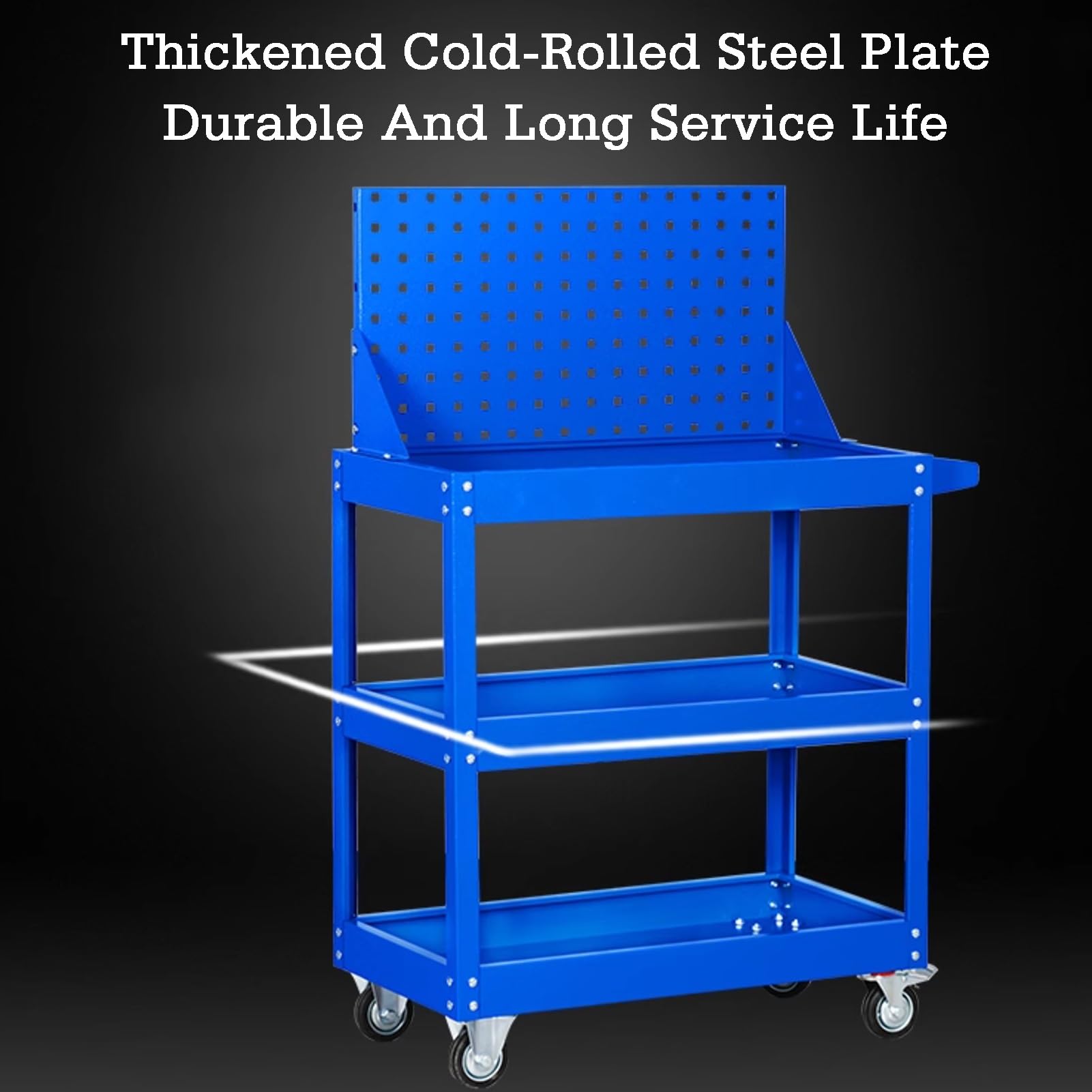 Dreistöckiger, Robuster Werkzeugwagen Auf Rollen Für Autoreparatur Und Kosmetikstudios, 300 Kg Tragkraft, Werkstattmaschinen-Design,Color 1-67x36x76cm