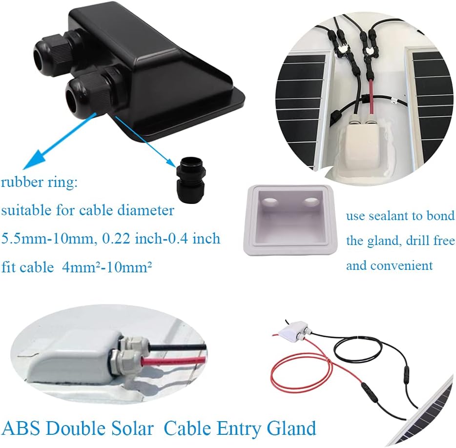 Solar Panel Mounting Brackets ABS Corner Bracket Kit 7PCS, Drill-Free Widely Used on Roofs of RV, Caravans, Vehicles, Camper Vans, Sheds, Garages, Deck of Boats, Black