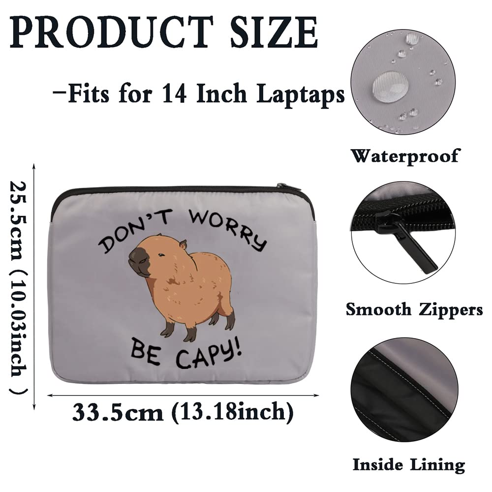 Grappige Capybara Aardbei Prints Witte Laptop Sleeve Case