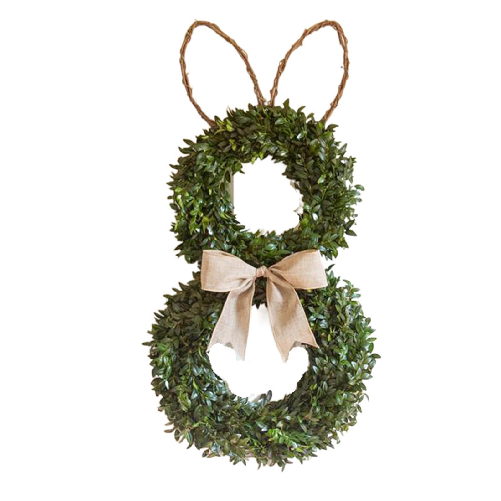 Decorative Rabbits Shaped Flower Wreath with Bowknot Garlands for Garden Decoration Seasonal Accessories Front Door Wreath