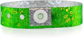 100 WristCo Green Holographic Plastic Wristbands for Events – Extended Wear, Glowing Color Prevents Reuse – Premium-Grade Bracelets for Hospital & Medical ID, Party & VIP Identification