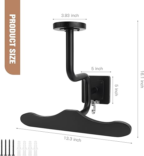 Miniatura 7 de MANNIFEN Soporte de pared para equipo táctico, estante de equipo de policía con soporte para casco, soporte de pared de madera maciza y casco