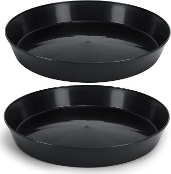 Saucers, Black, 14 Inch case of 2 Plant Saucer, Black