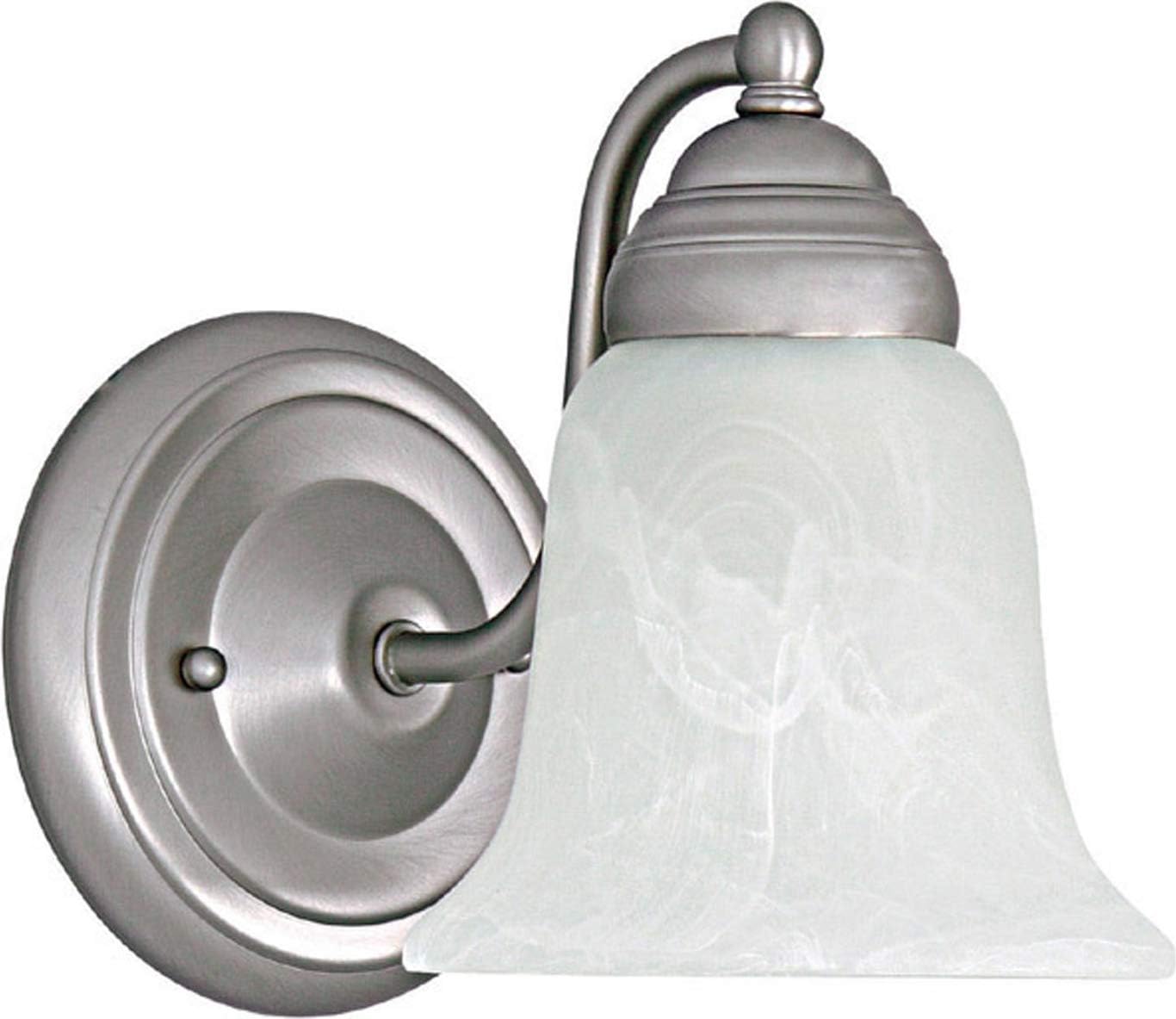 Capital Lighting 1361MN-117 Brady Faux White Alabaster Glass Wall Sconce, 1-Light 100 Watts, 7" H x 6" W, Matte Nickel