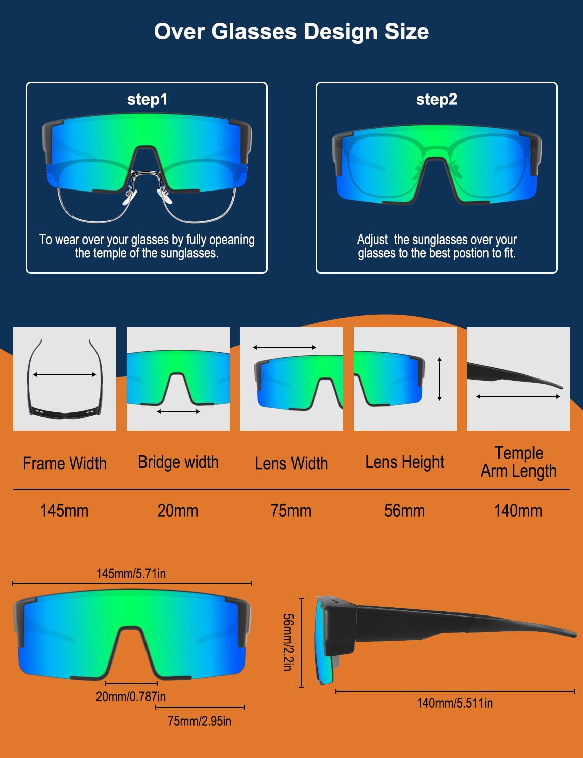 OULAIQI Lentes de sol polarizados para hombres y mujeres, UV400, envolventes para conducir, ciclismo, pesca