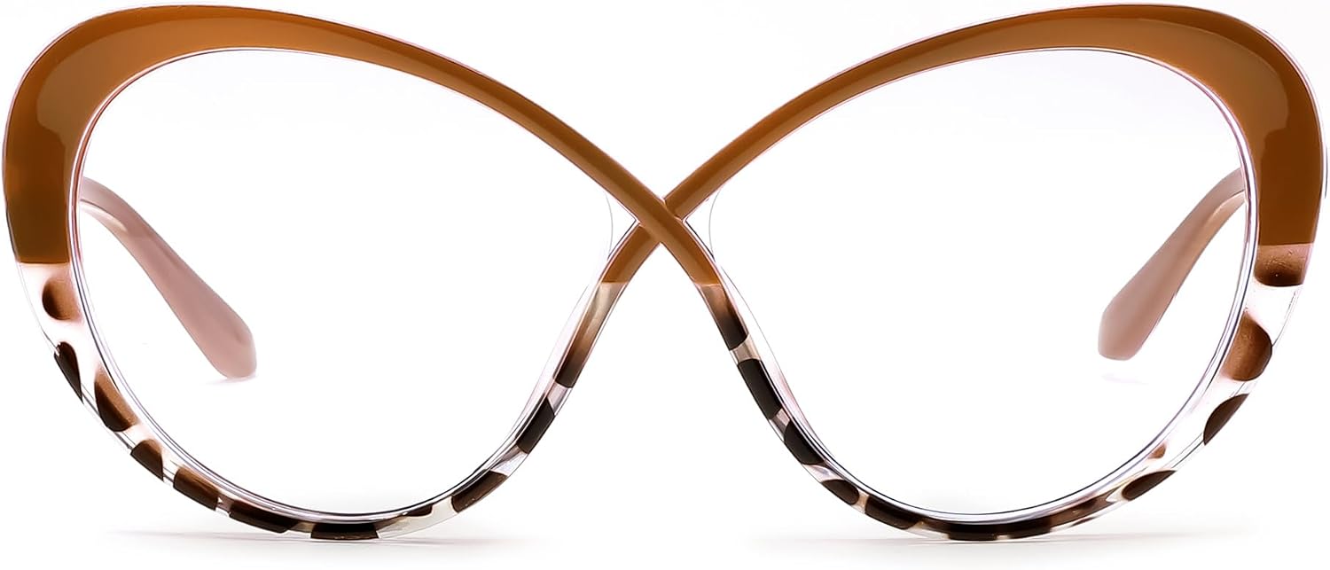 FEISEDY Oversized Cat Eye Blue Light Blocking Glasses for Woman, Retro Cateye Eyeglasses, Stylish Bluelight Glasses B0454