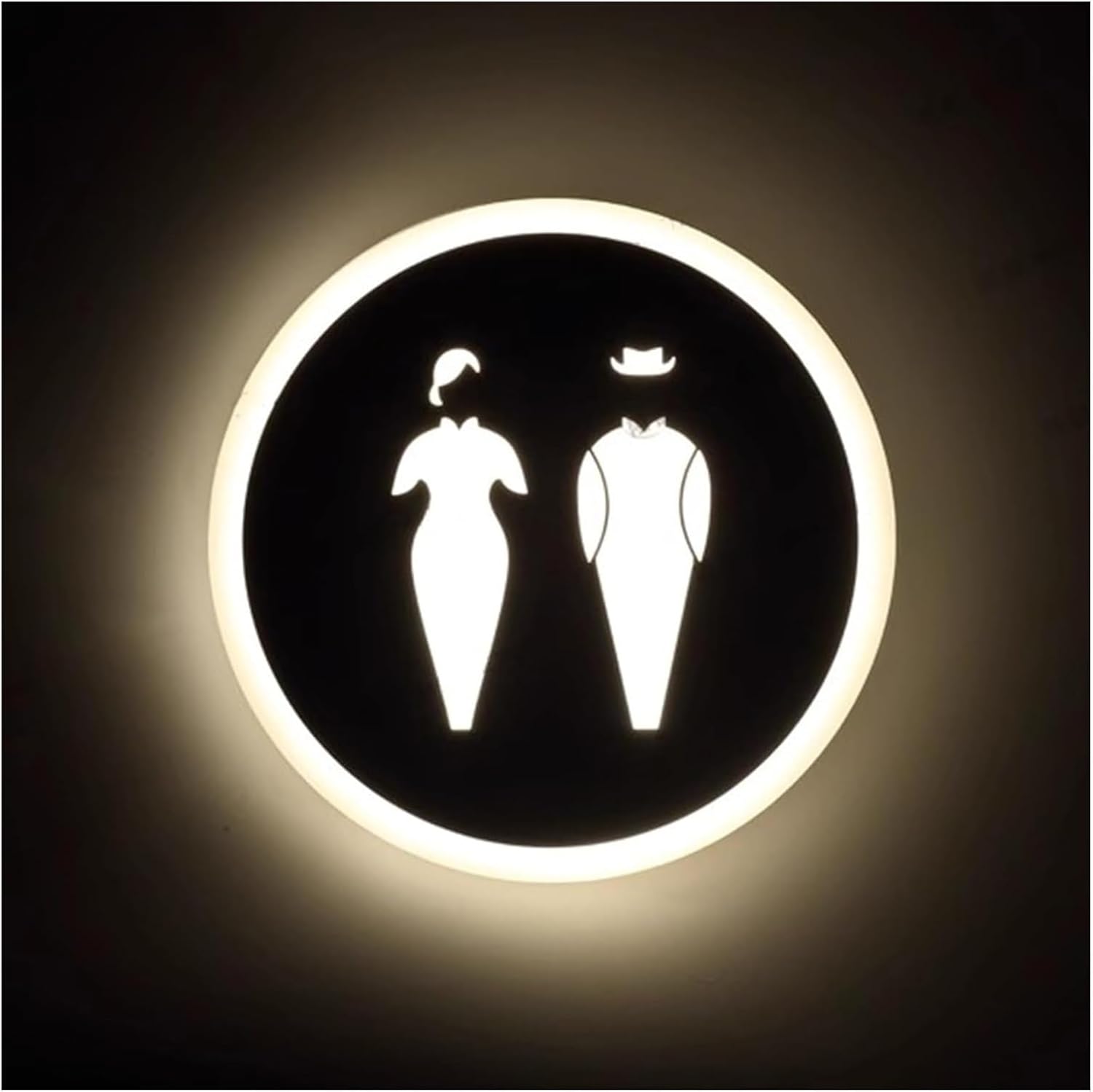 toilet sign, Toilet Sign for Business Bathroom Signs, Acrylic LED Men And Women Restroom B And A 8 inch Round Wall Mount