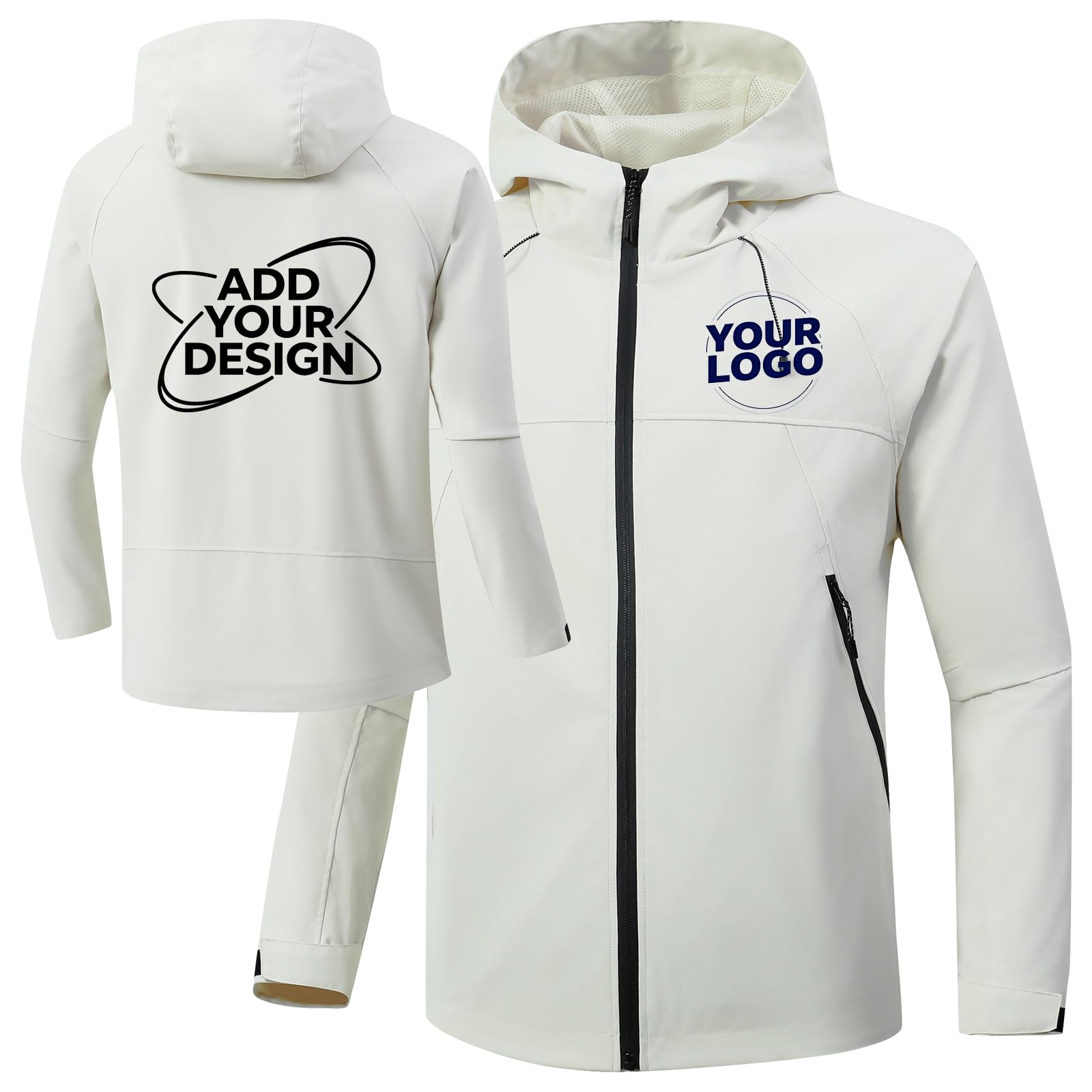 Veste à capuche légère et coupe-vent pour homme avec impression personnalisée