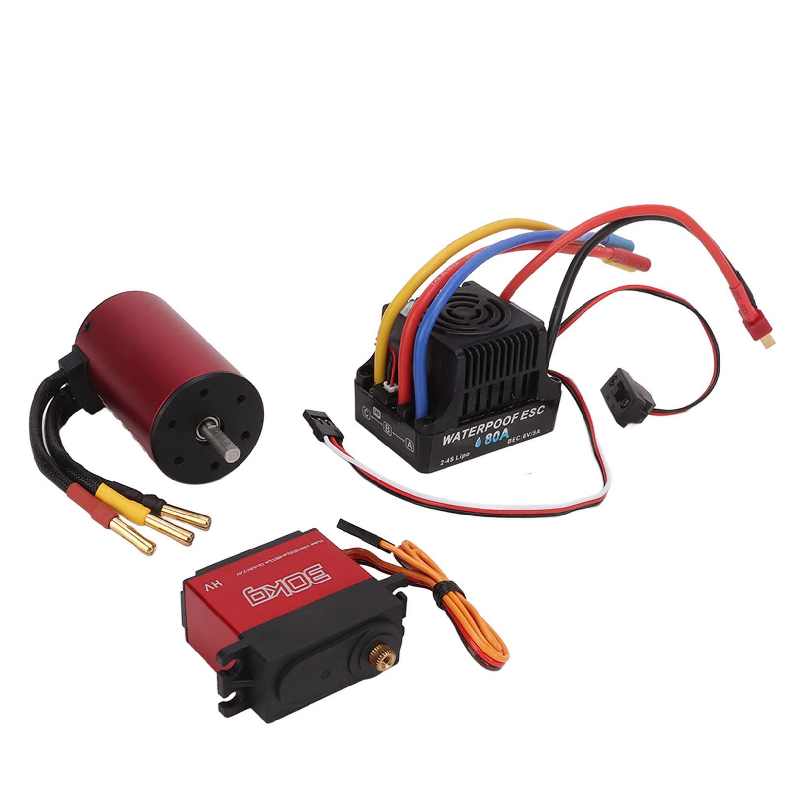 Zestaw bezszczotkowego silnika ESC 3300KV Bezszczotkowy silnik długa linia 80A ESC 30kg Zestaw serwo Combo dla 1/8 dla 1/10 RC Car