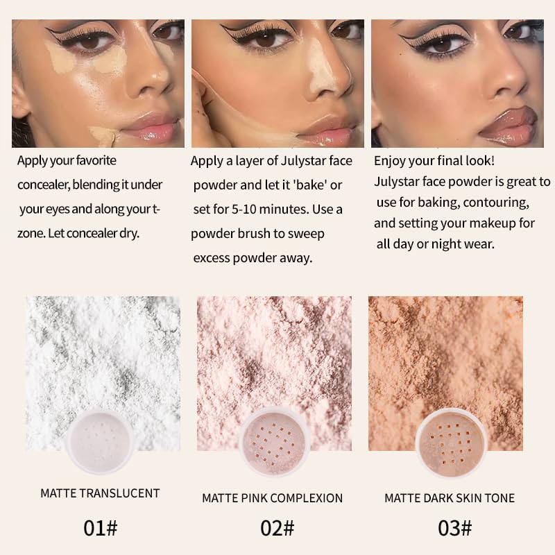 Miniatura 9 de Polvo de ajuste facial para hornear con control de aceite y minimización de poros, acabado mate de enfoque suave para maquillaje impecable, 0.31