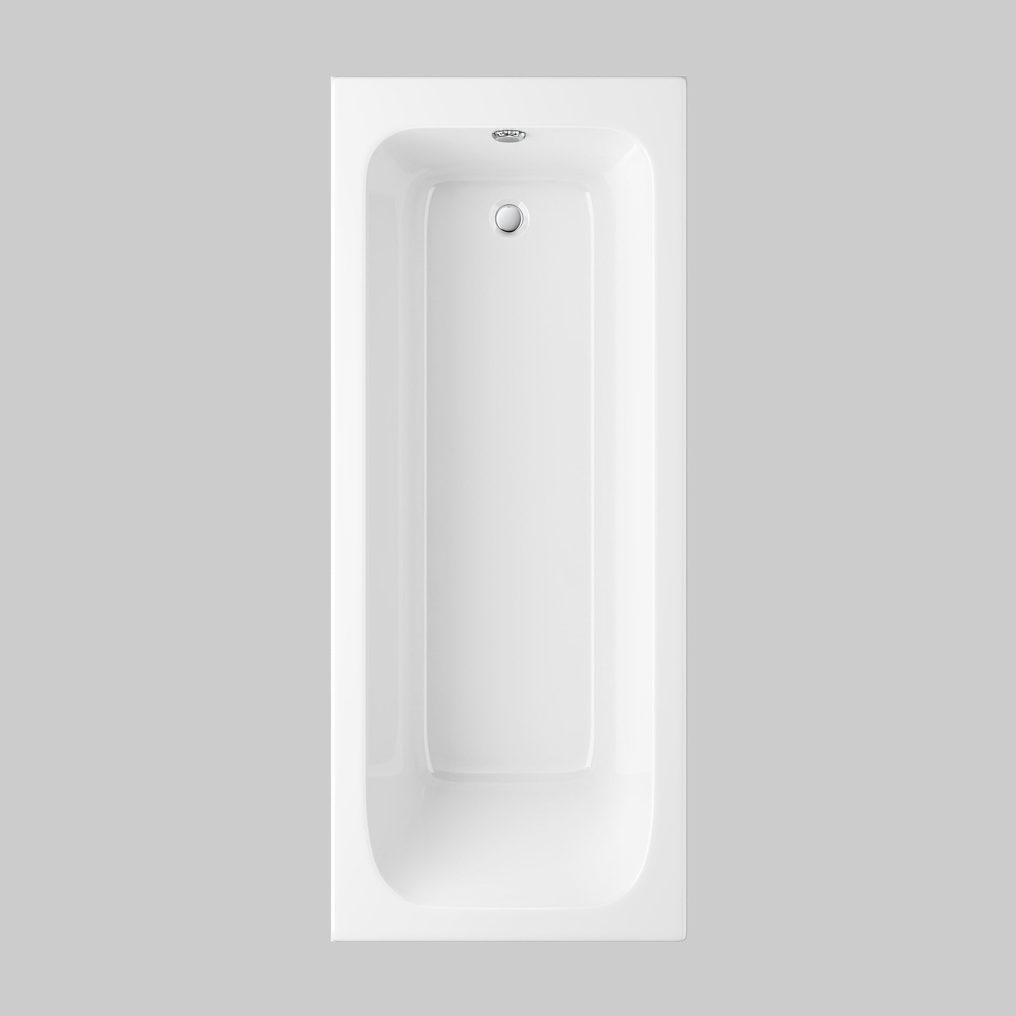 Bathroom White Gloss Bath Single Ended Straight Square Acrylic Bathtub with Adjustable Feet - 1700 x 700mm