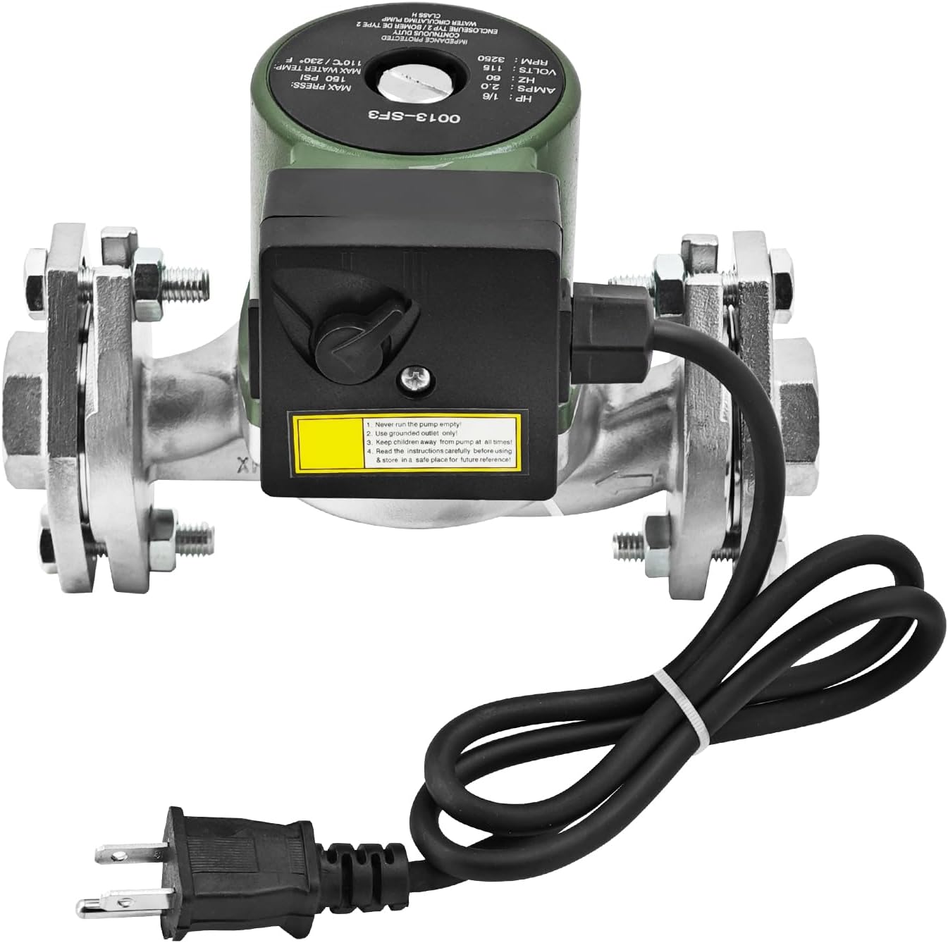 0013-SF3 Stainless Steel 1/6 HP Circulator Pump 115V SS Circulator Pump with Rotated Flange Replacement for 0013-SF3