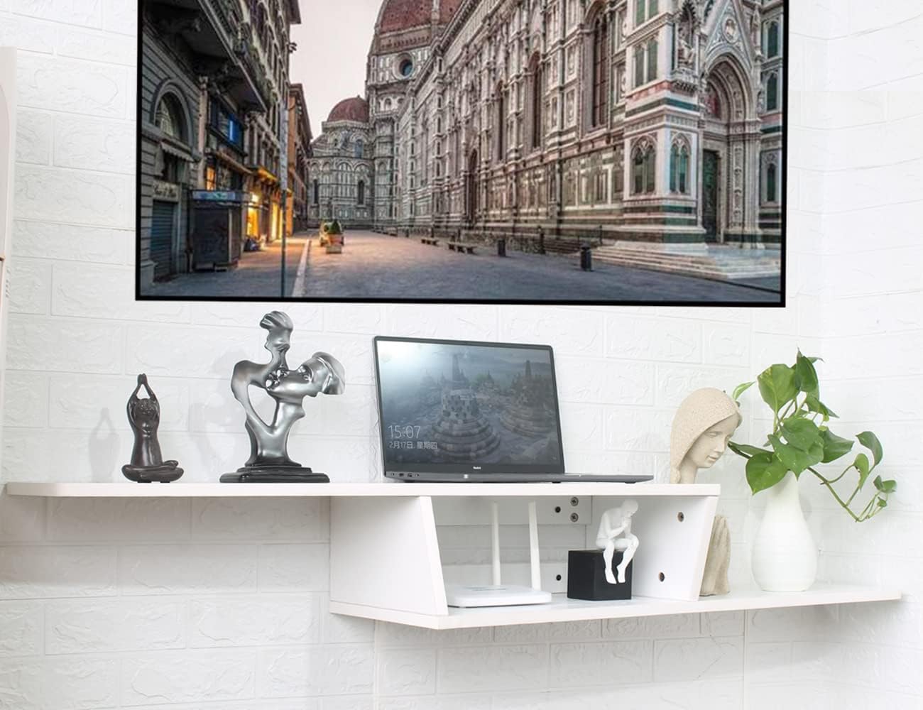 Buy Floating TV Shelf Entertainment Center Wall Mounted Media Console, Router DVD Shelf, for One