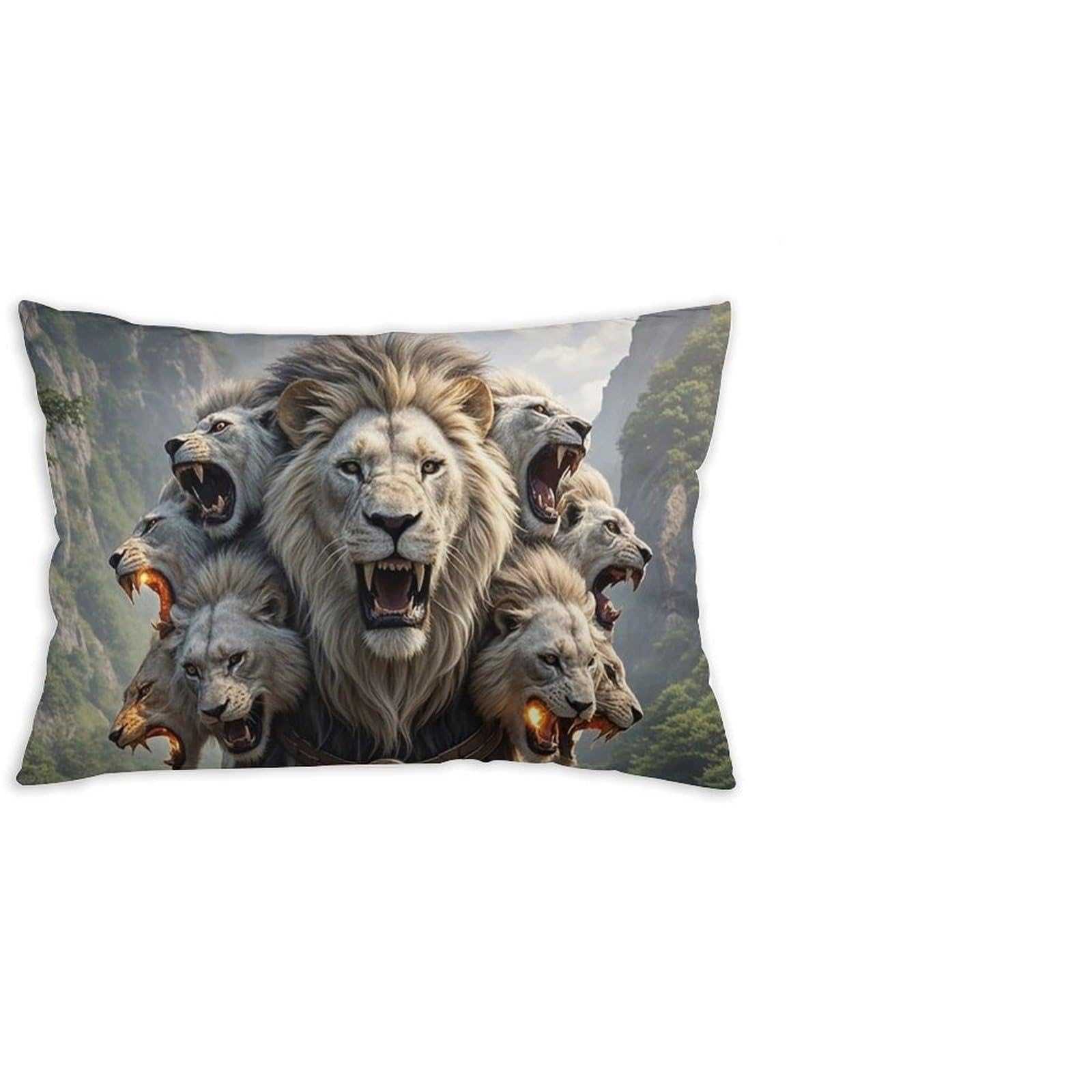 FodPand Short Plush Nine Lions Throw Pillow Covers 12x20 Soft Decorative Lumbar Pillow Cases with Hidden Zipper Modern Cushion Covers for Couch Sofa Bedroom Living Room Car Decor